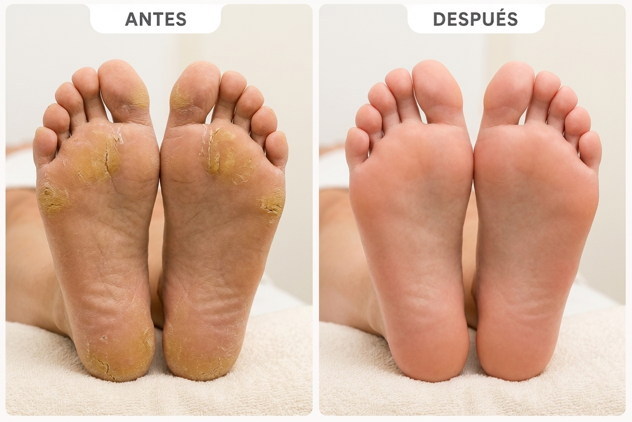Callos y durezas plantares: antes y después del cuidado podológico
